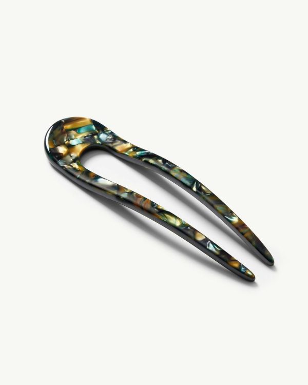 French Hair Pin in Green Tortoise - Image 4