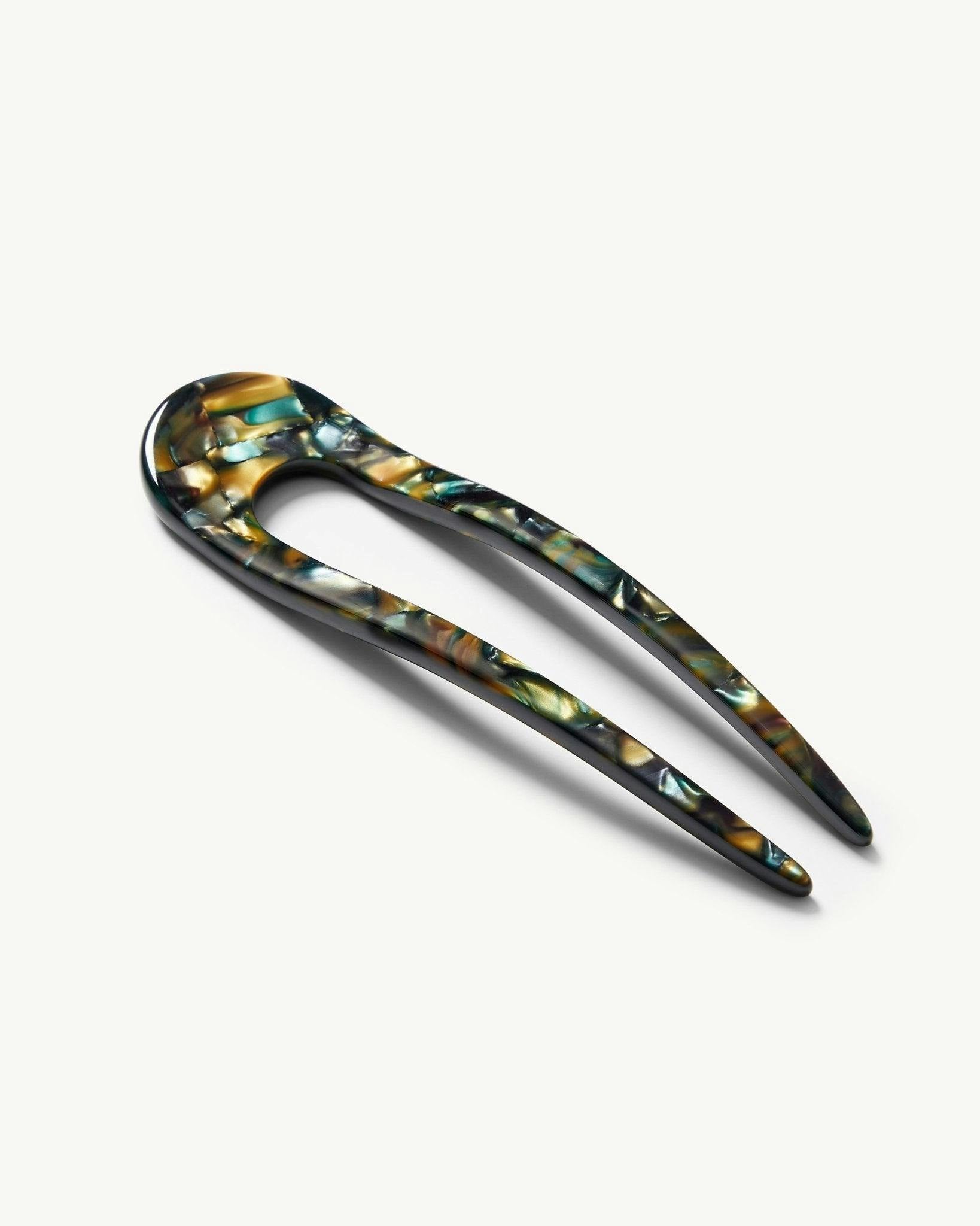 French Hair Pin in Green Tortoise - Image 4