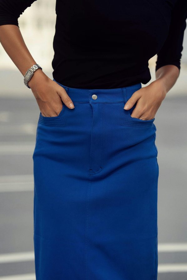 STRETCH COLORED DENIM  SKIRT - Image 5