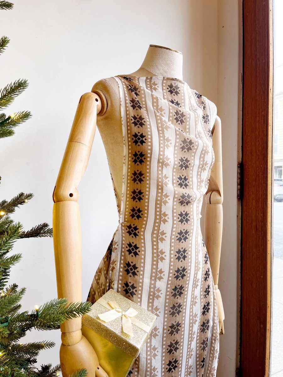 Zero-Waste Dress in Sheer Chiffon with Mosaic Star Stripe - Image 9