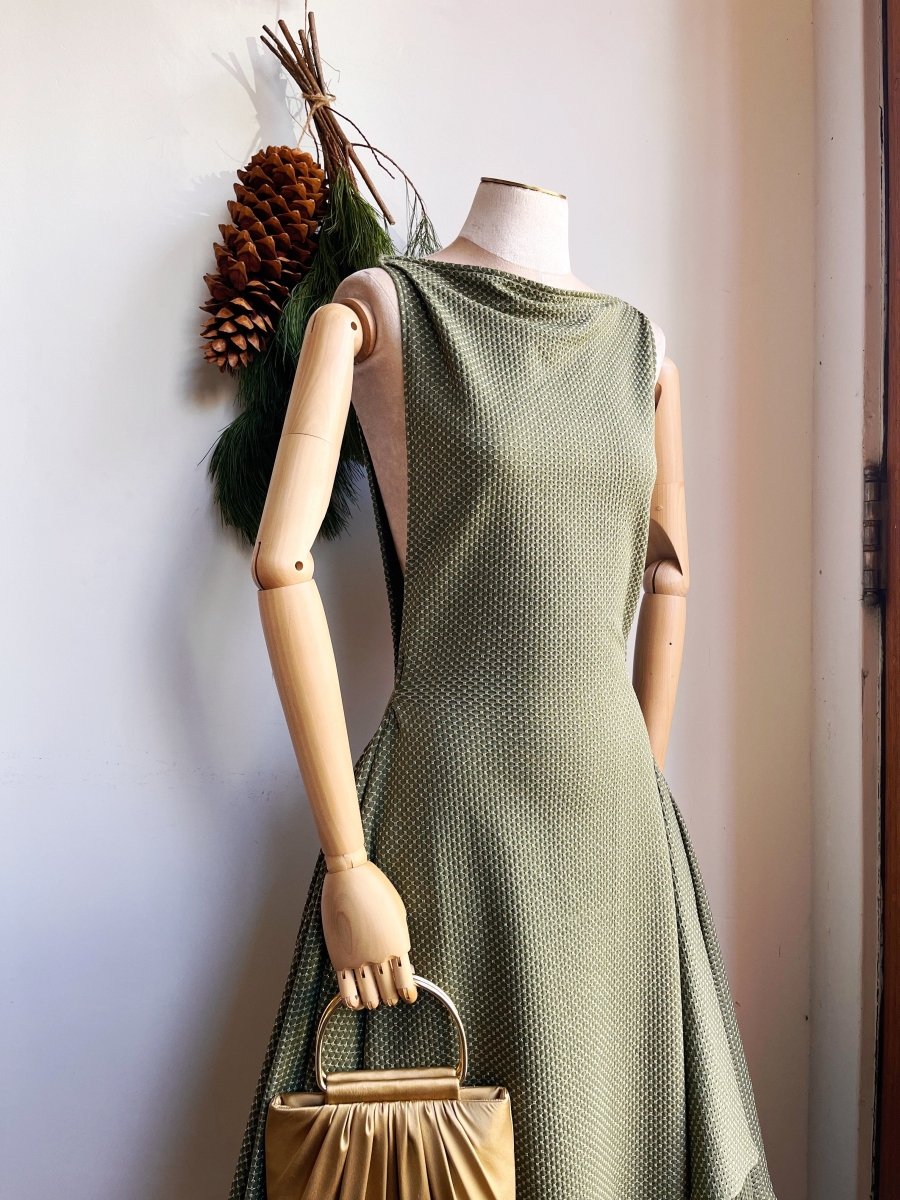Zero-Waste Dress in Green and Gold Shimmer - Image 7