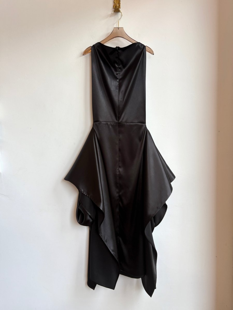 Zero-Waste Dress in Black Satin - Image 6