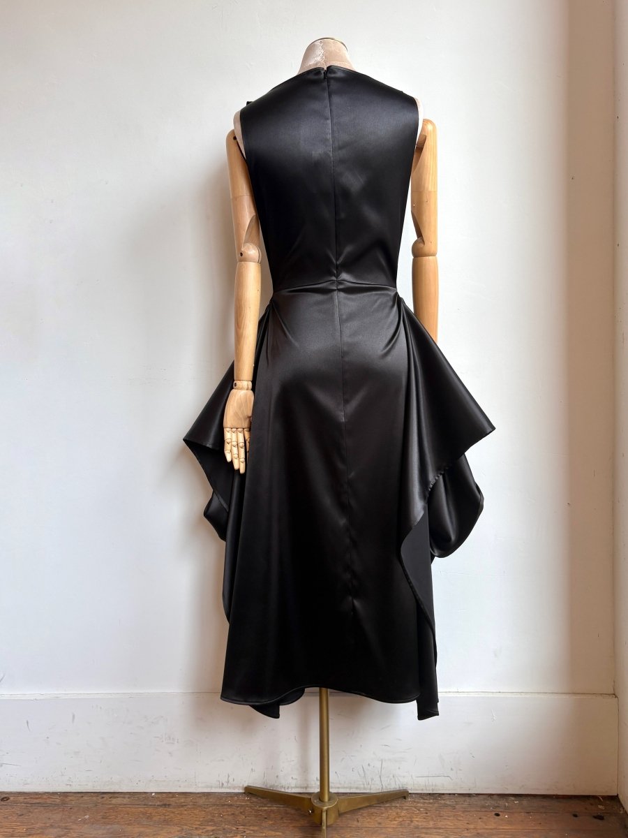 Zero-Waste Dress in Black Satin - Image 4