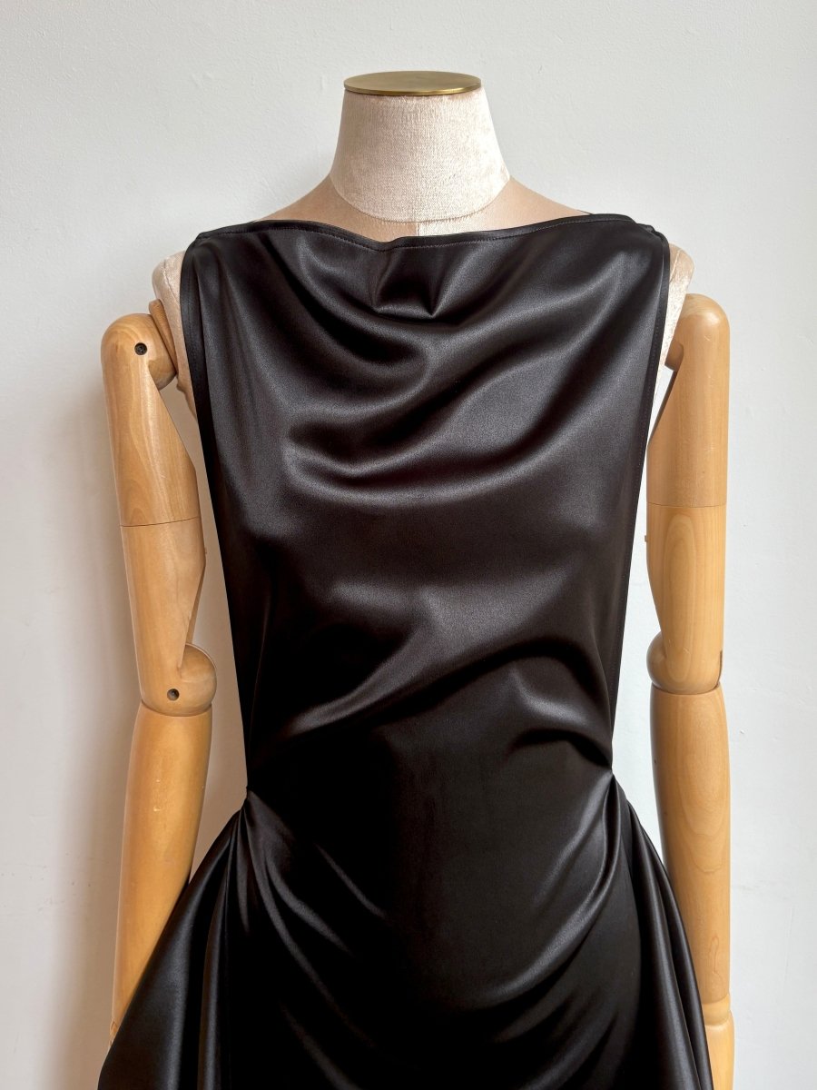 Zero-Waste Dress in Black Satin - Image 3
