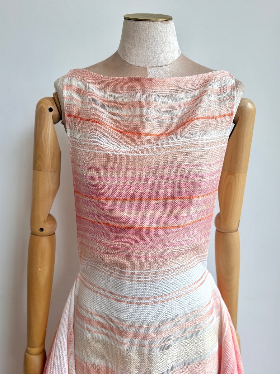 Coral Striped Zero-Waste Dress - Image 3