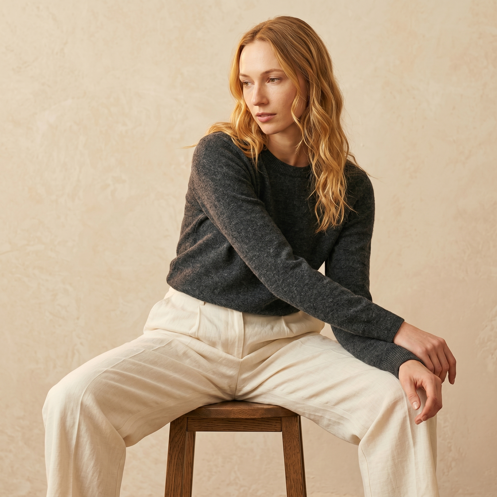 Women's Undyed Cashmere Crewneck Sweater - The Original - Image 15