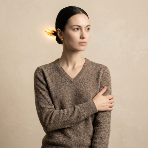 Women's Undyed Cashmere V-Neck Sweater - The Original - Image 1