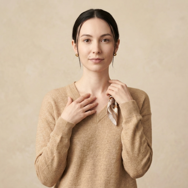 Women's Undyed Cashmere V-Neck Sweater - The Original - Image 7