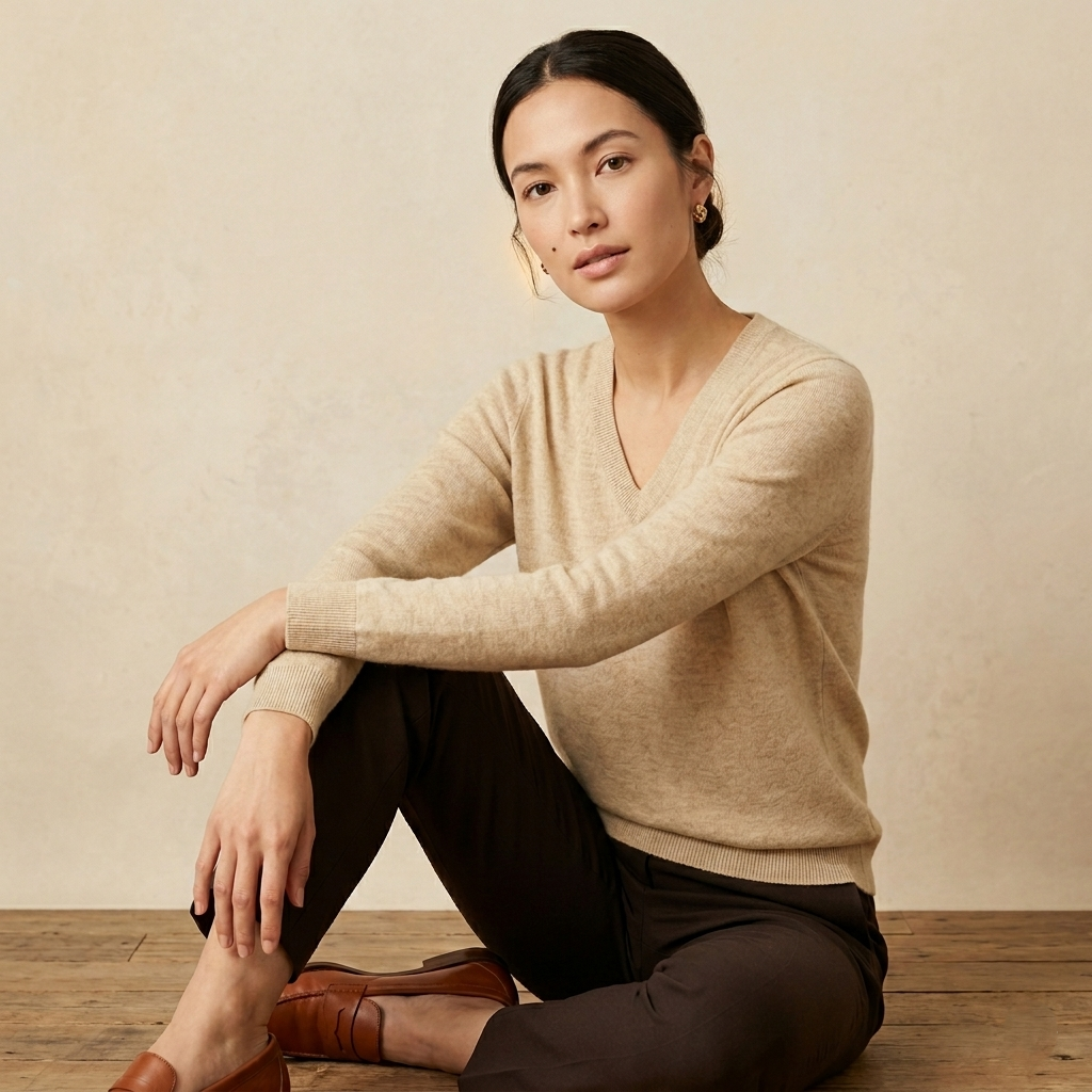 Women's Undyed Cashmere V-Neck Sweater - The Original