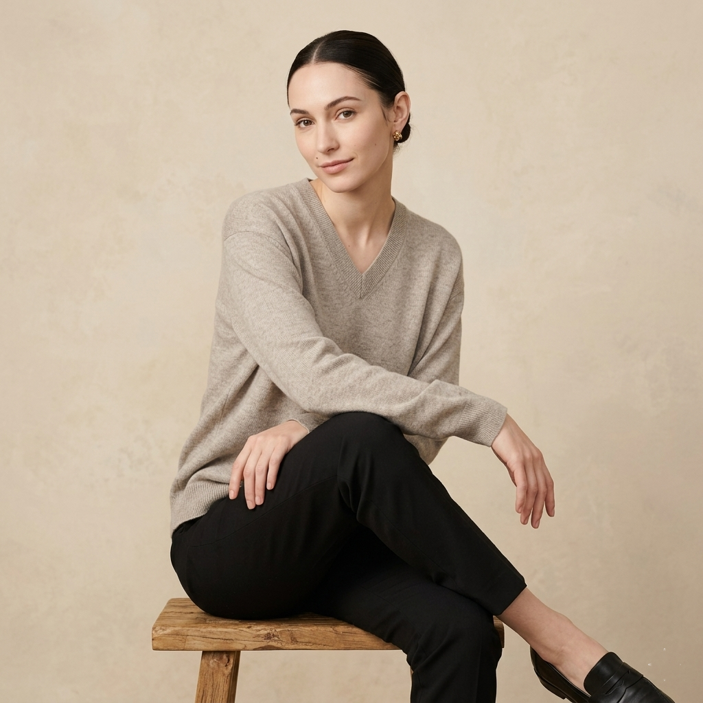 Women's Undyed Cashmere V-Neck Sweater - The Original