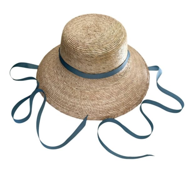 Mommy & Me Sun Hat Set - Wildflower & Palmetto - French Blue Grosgrain Ribbon - Image 4