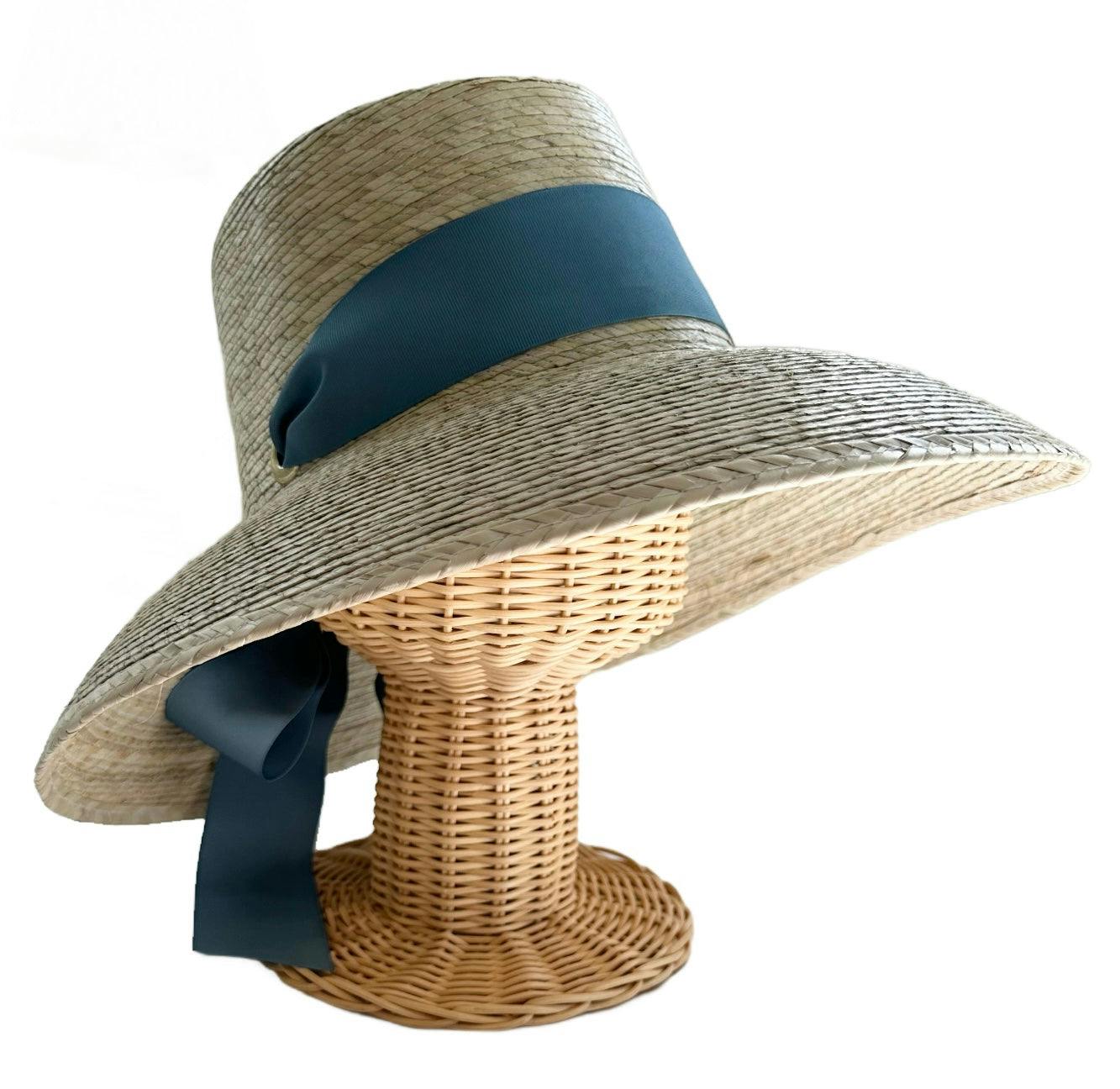 Mommy & Me Sun Hat Set - Wildflower & Palmetto - French Blue Grosgrain Ribbon - Image 5
