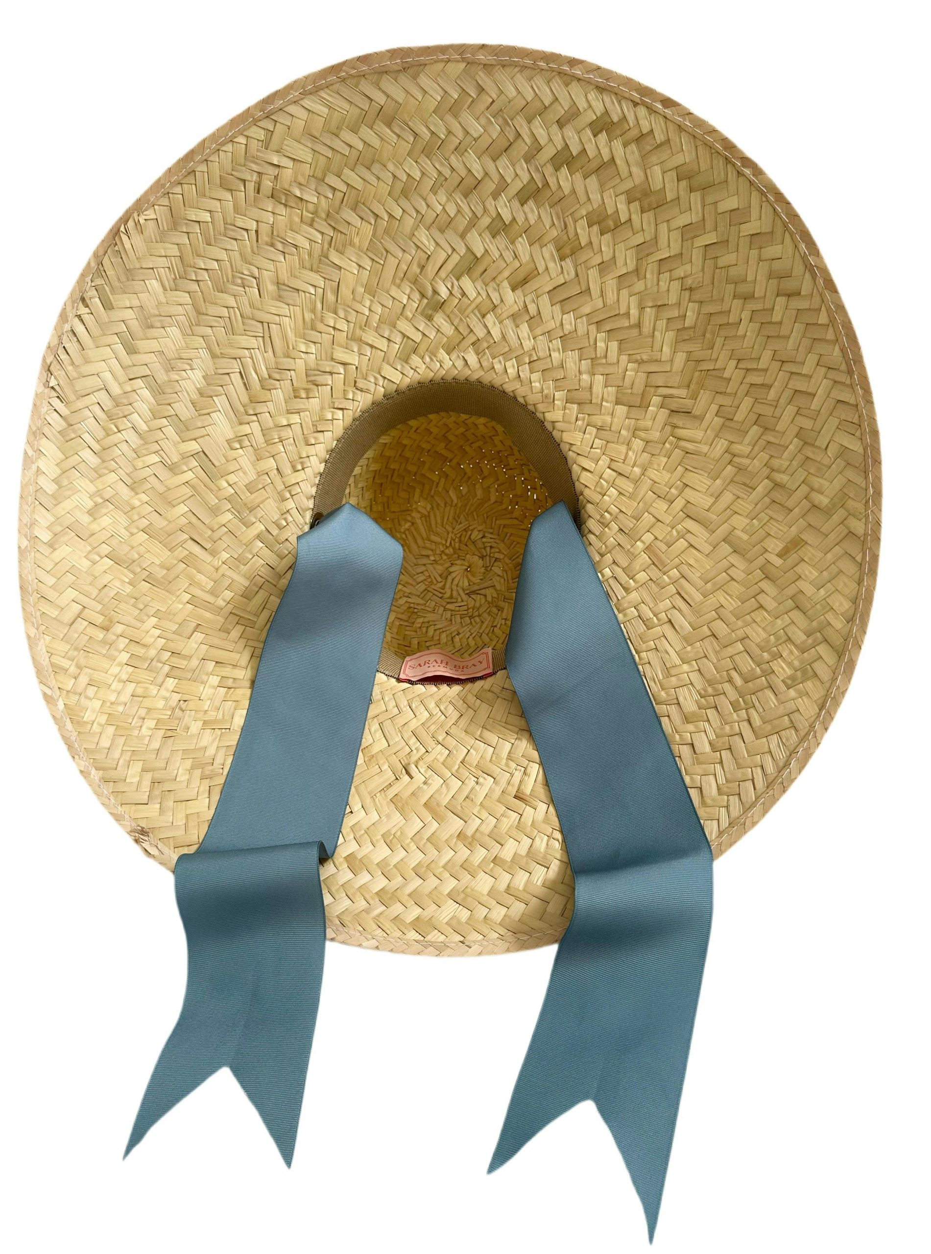 Geranium Sun Hat - Short & Wide French Blue Grosgrain Ribbon - Image 3