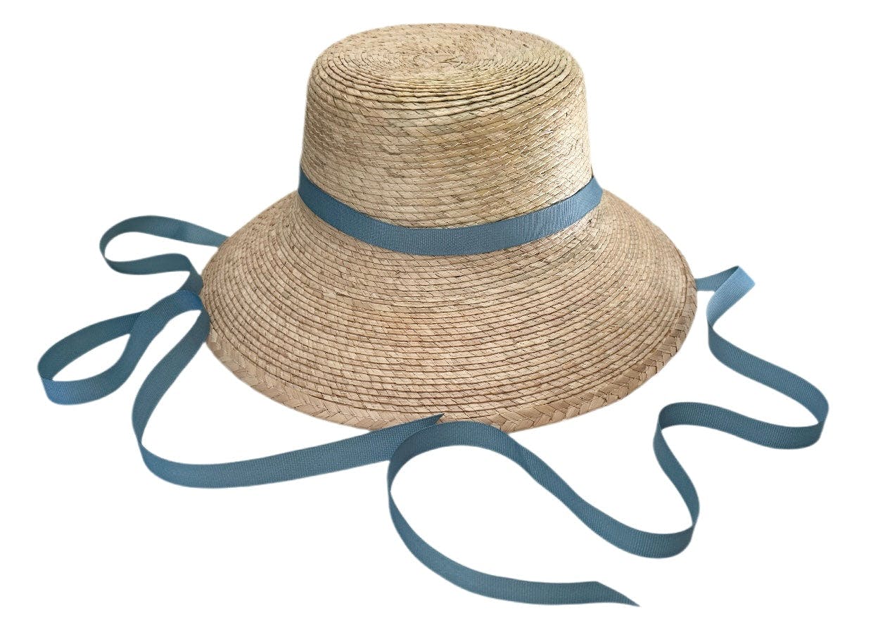 Mommy & Me Sun Hat Set - Wildflower & Palmetto - French Blue Grosgrain Ribbon - Image 2