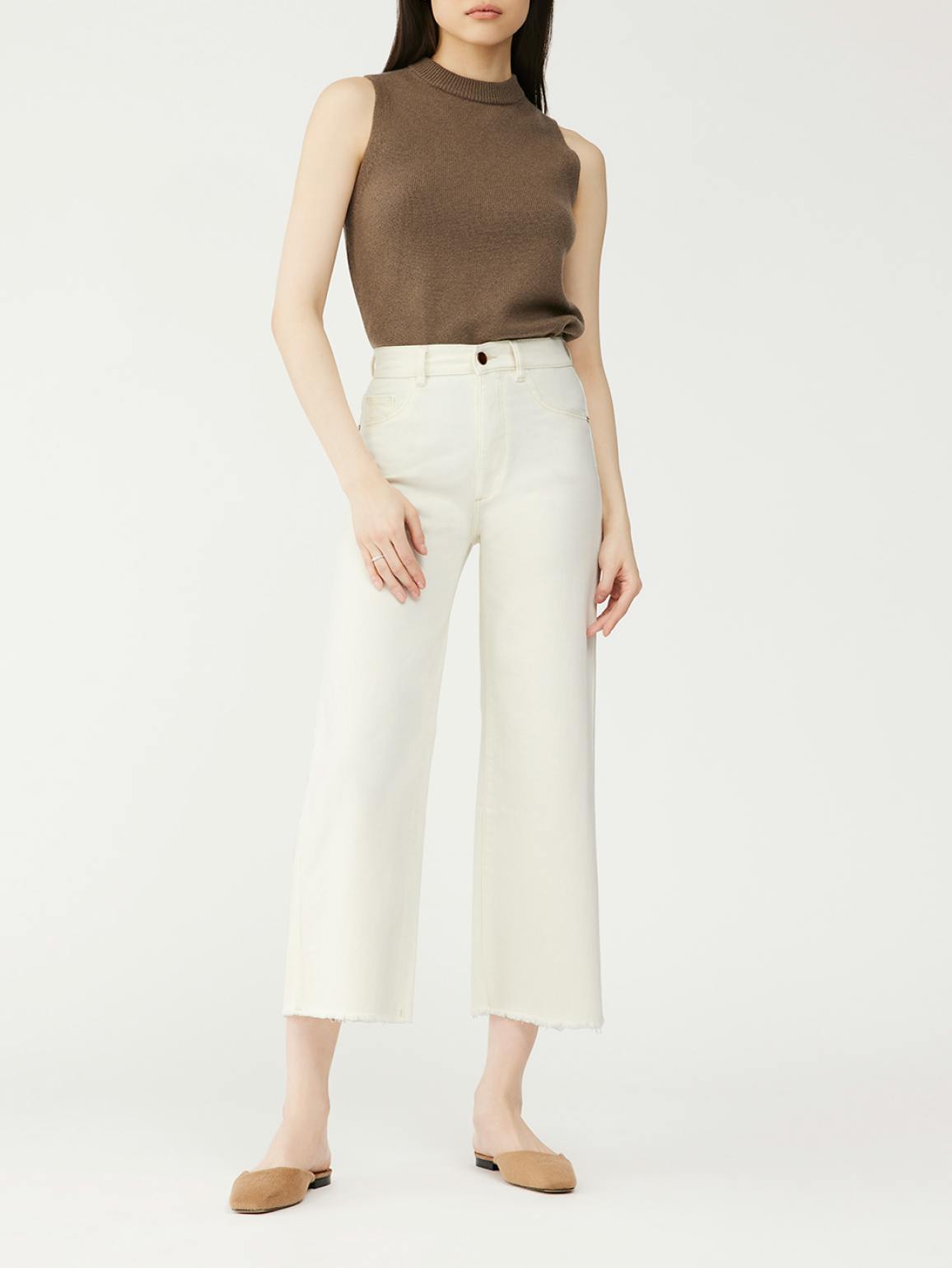 Hepburn Wide Leg High Rise Vintage Jeans | Eggshell - Image 7