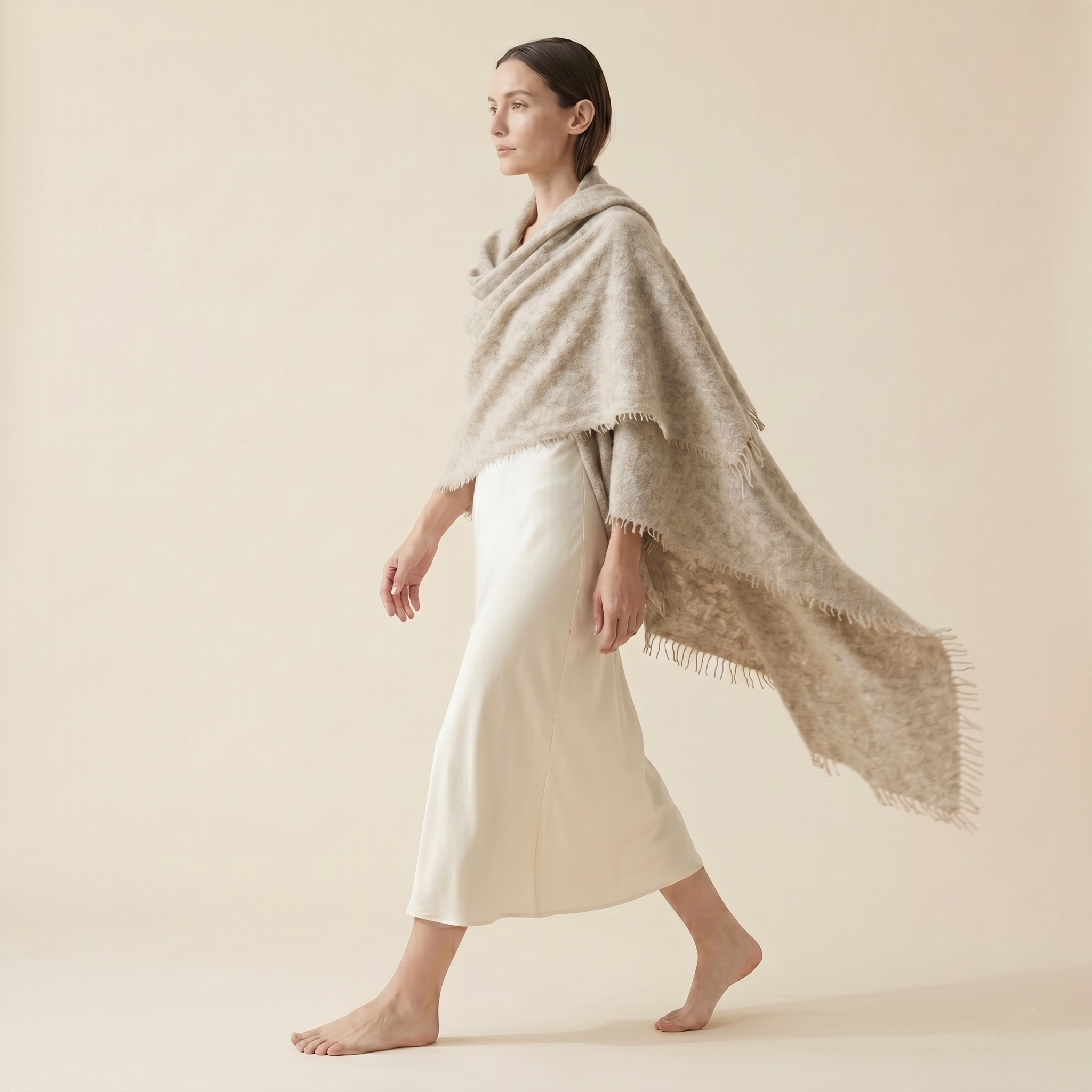 Undyed Cashmere Travel Wrap - Natural Melange - Image 4