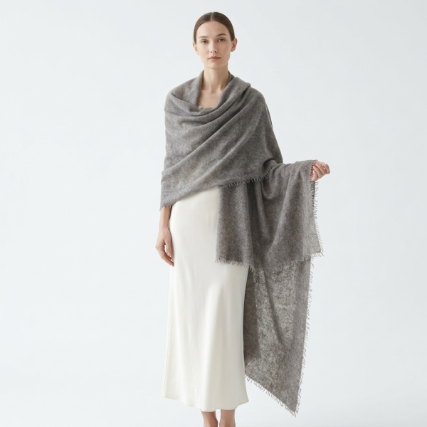 Undyed Cashmere Travel Wrap - Natural Melange - Image 6