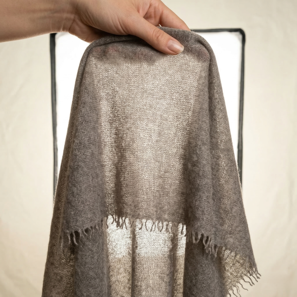 Undyed Cashmere Travel Wrap - Natural Melange - Image 7