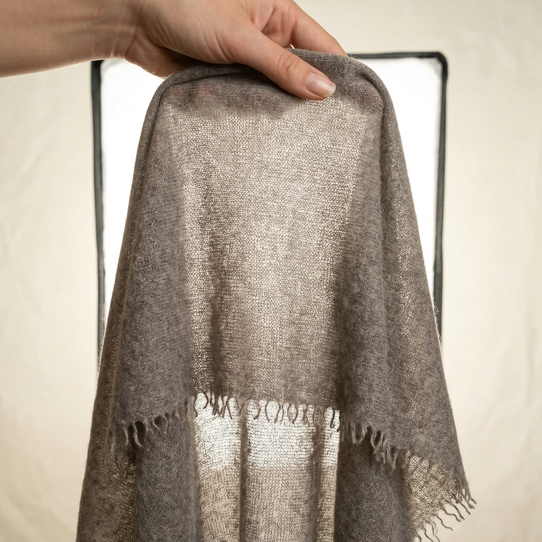 Undyed Cashmere Travel Wrap - Natural Melange - Image 7
