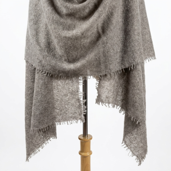 Undyed Cashmere Travel Wrap - Natural Melange - Image 10