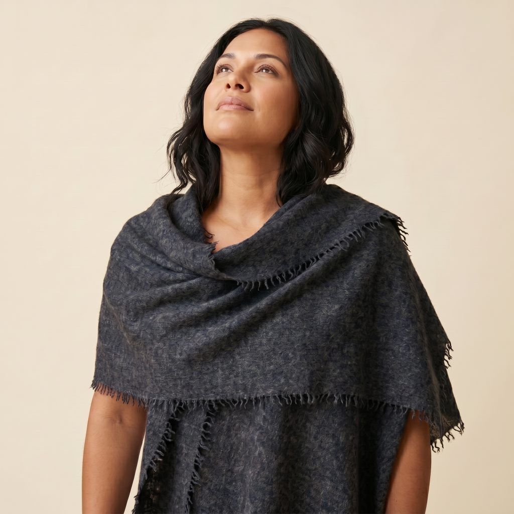 Undyed Cashmere Travel Wrap - Natural Melange