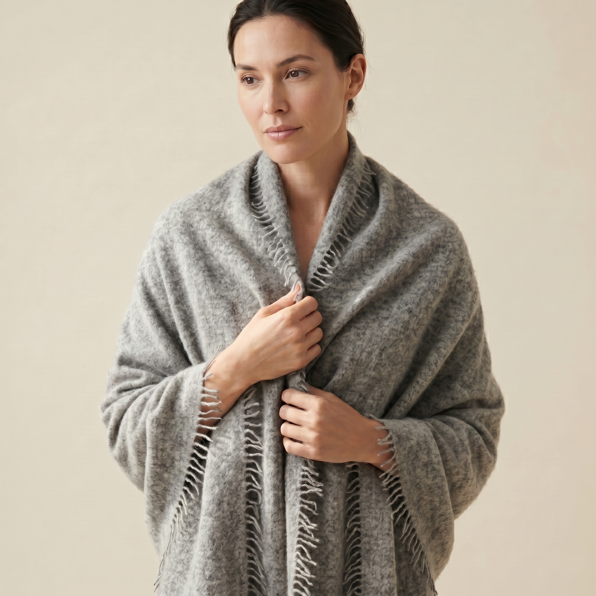 Undyed Cashmere Travel Wrap - Natural Melange - Image 15