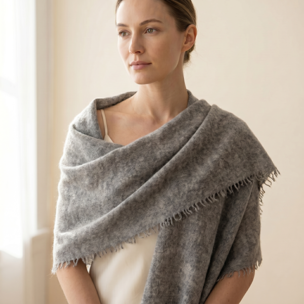Undyed Cashmere Travel Wrap - Natural Melange - Image 16