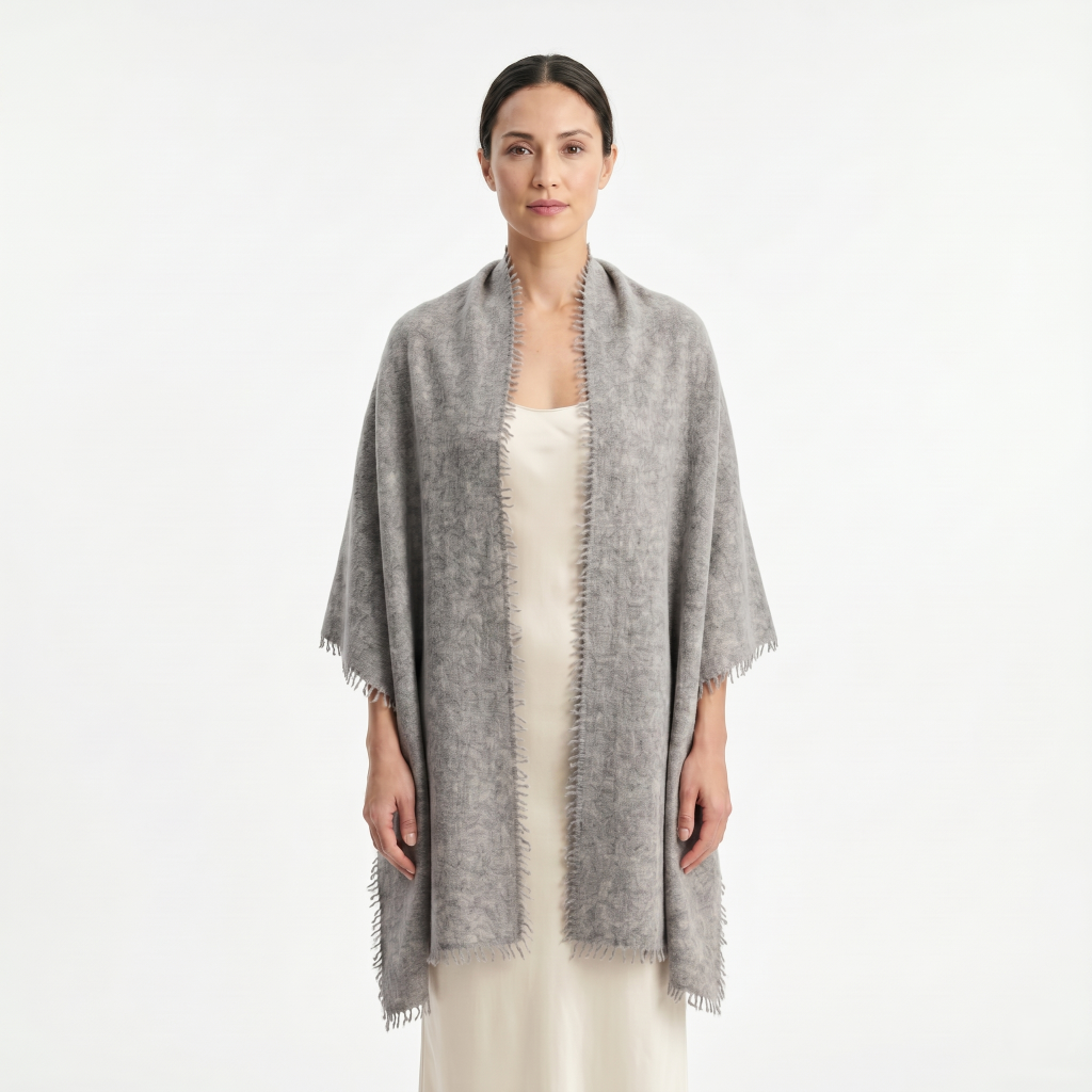 Undyed Cashmere Travel Wrap - Natural Melange
