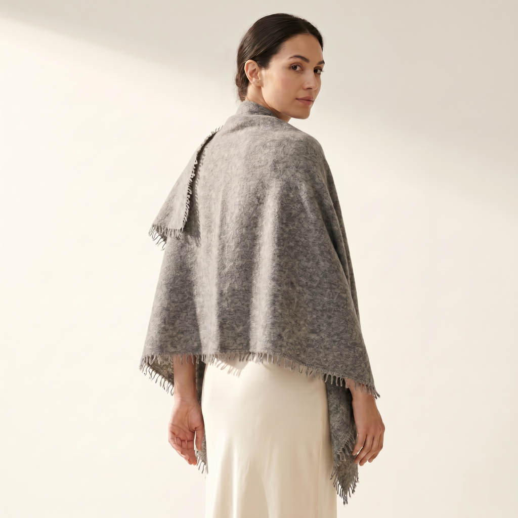 Undyed Cashmere Travel Wrap - Natural Melange