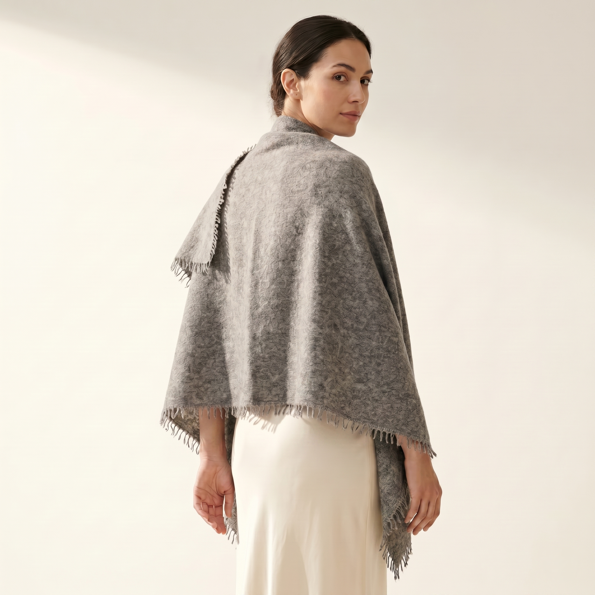 Undyed Cashmere Travel Wrap - Natural Melange - Image 18