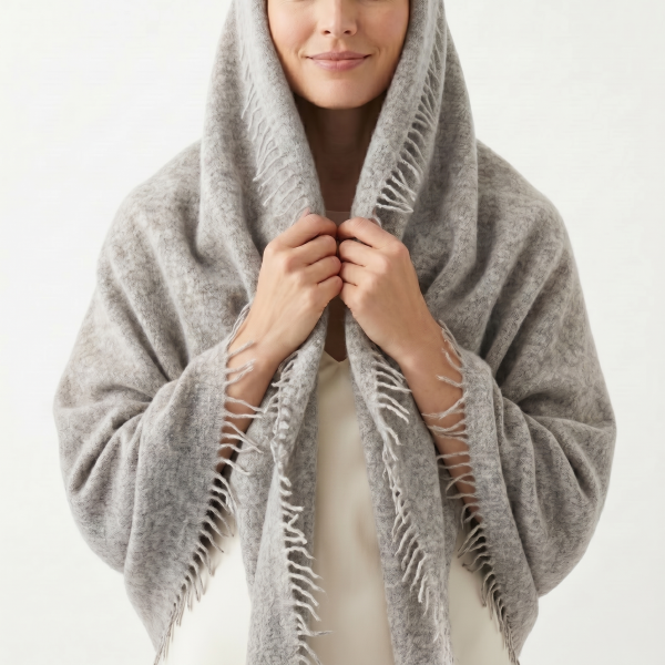 Undyed Cashmere Travel Wrap - Natural Melange - Image 21