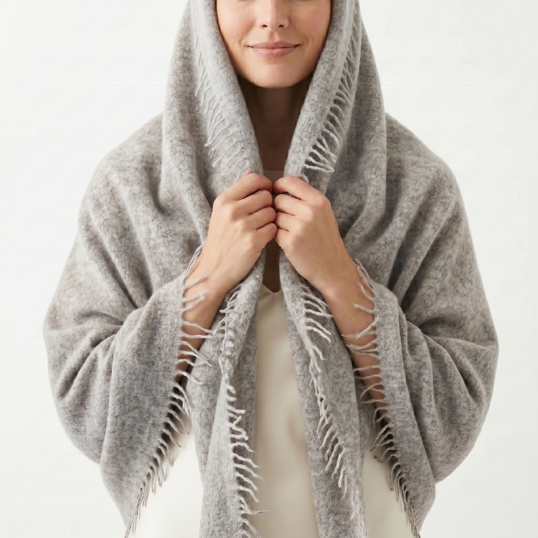 Undyed Cashmere Travel Wrap - Natural Melange - Image 21