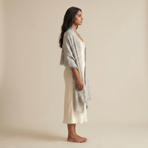 Undyed Cashmere Travel Wrap - Natural Melange - Image 22