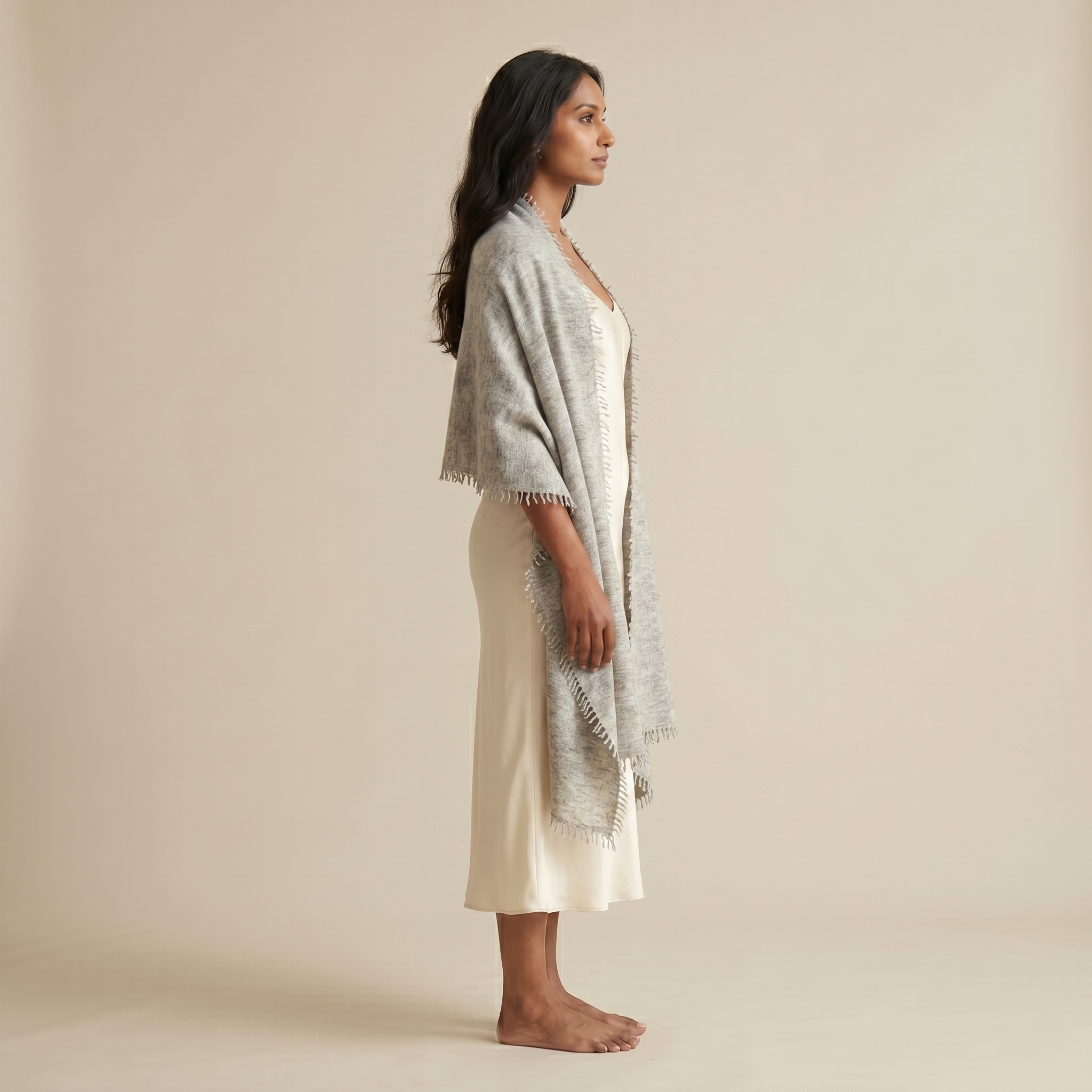 Undyed Cashmere Travel Wrap - Natural Melange - Image 22