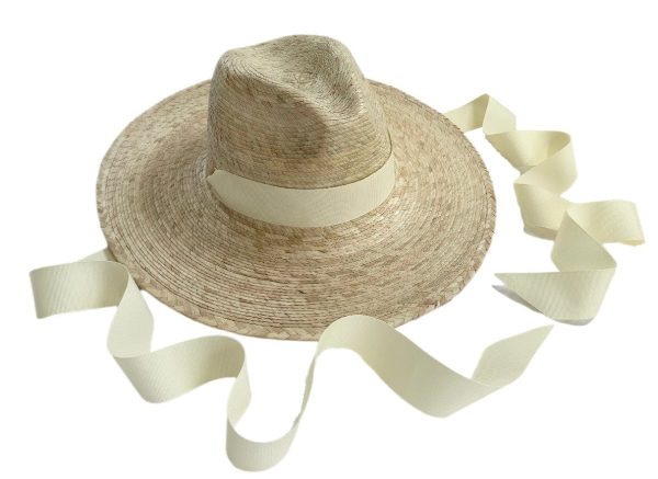 Zinnia Sun Hat - Long Ivory Grosgrain Ribbon - Image 2