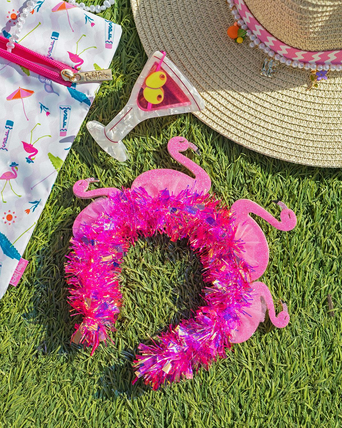 Packed Party Flamingo Party Novelty Headband - Pink Tinsel with 3D Glitter Flamingos for Beach, Pool, and Bachelorette Parties, 8.5x9.5 Inch, One Size - Image 6