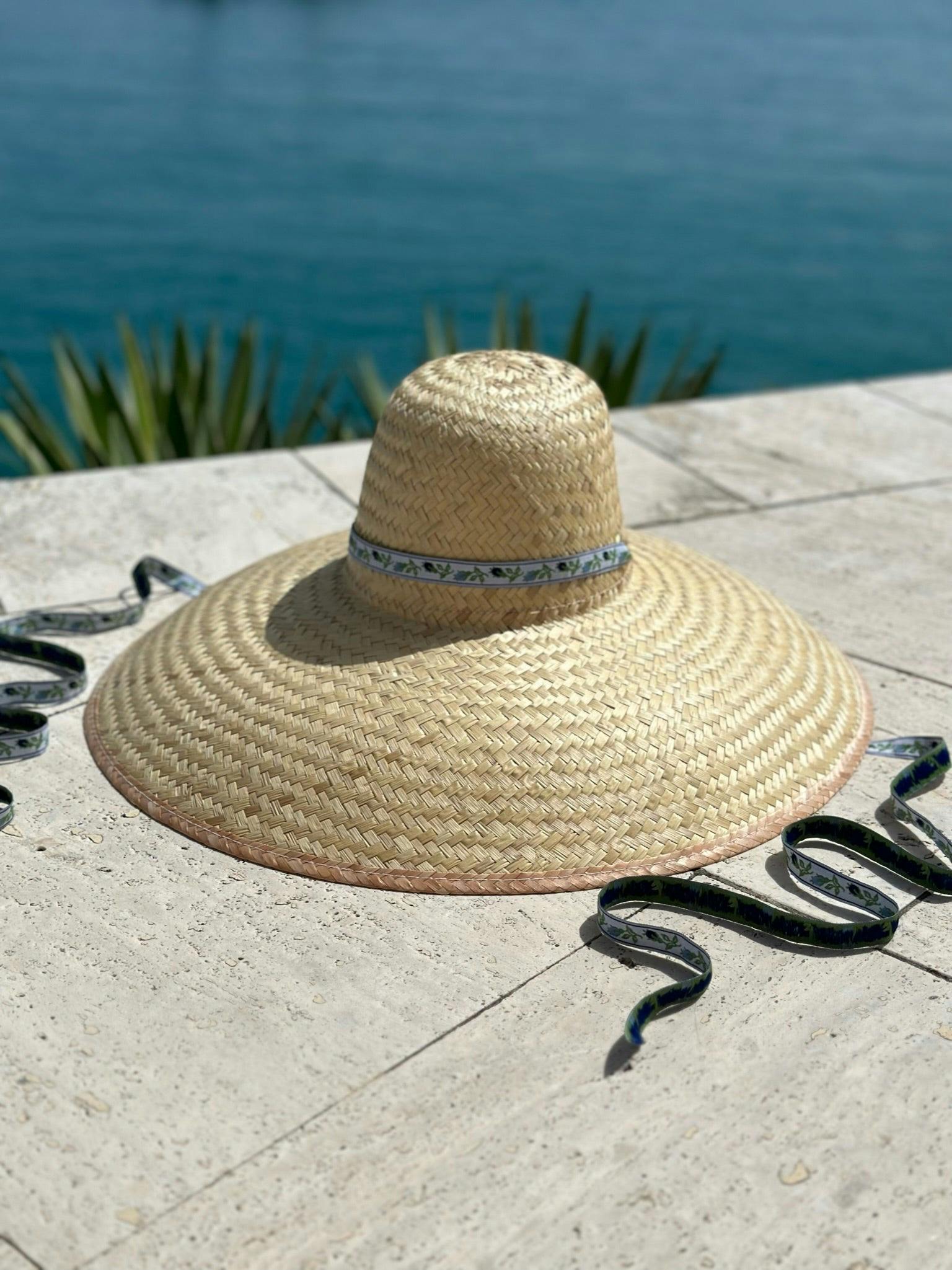 Geranium Sun Hat - Short & Wide French Blue Grosgrain Ribbon - Image 18