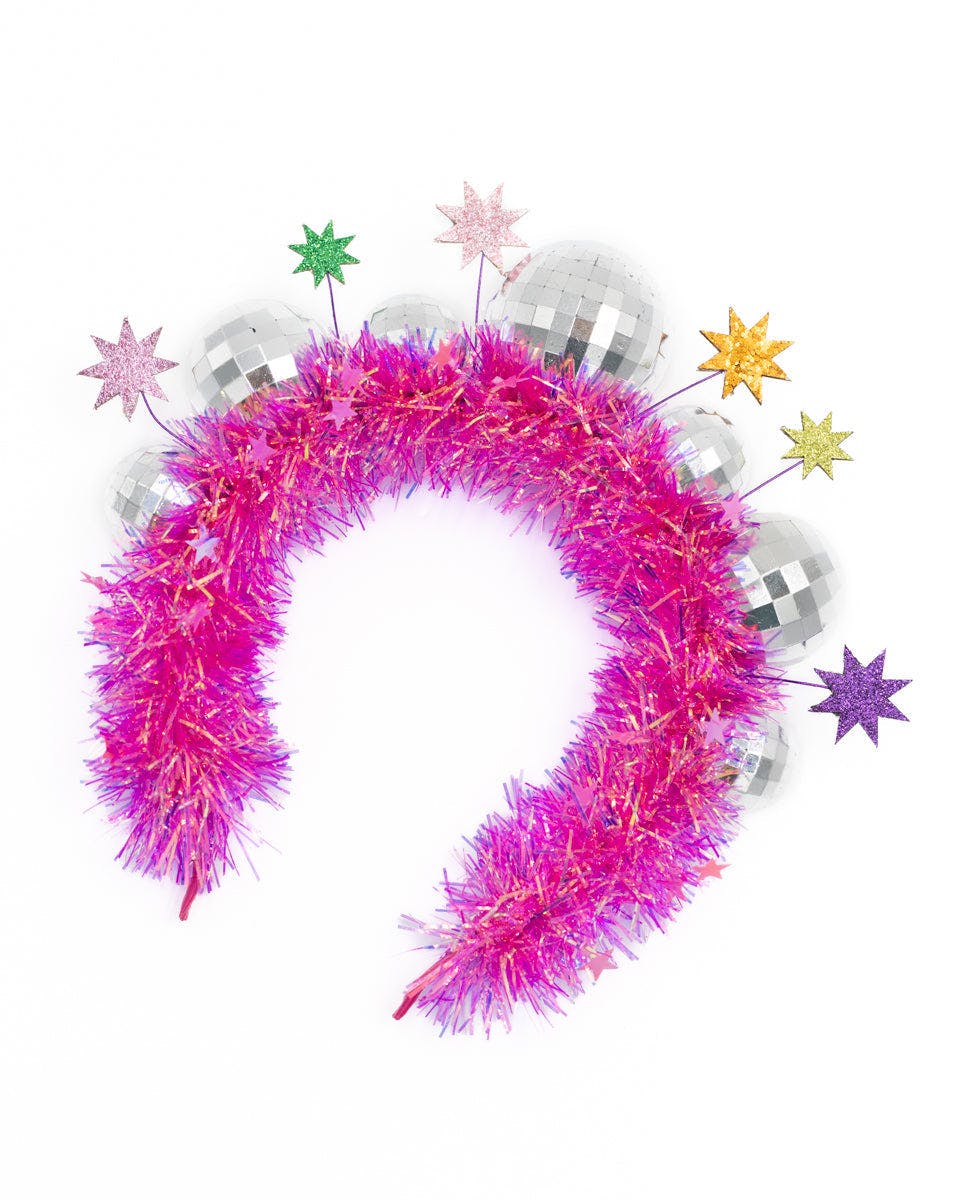 Pink Disco Ball Party Novelty Headband - Image 7