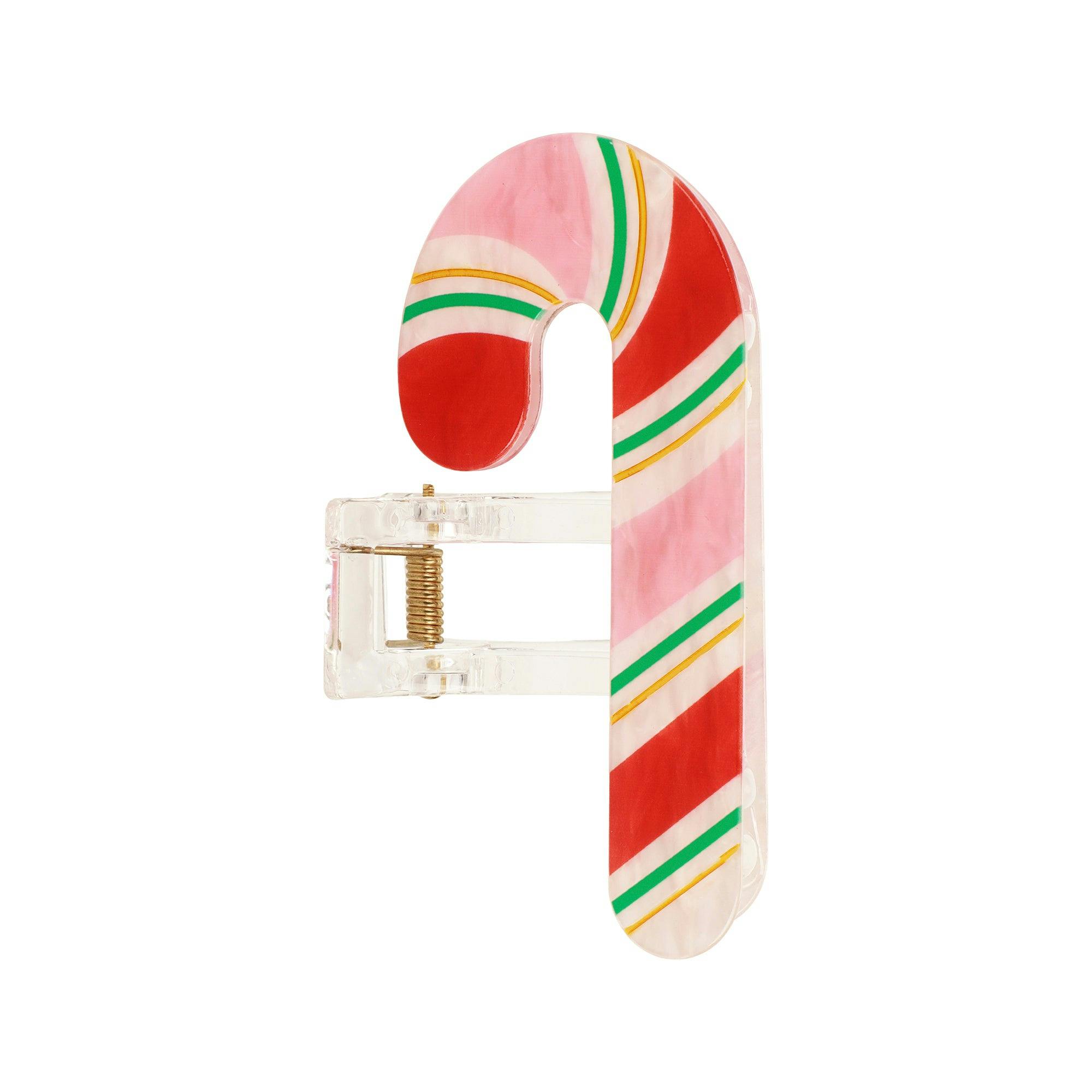 Packed Party Holiday Candy Cane Hair Claw Clip - Pearlescent Peppermint Stripe Christmas Hair Accessory for Thin to Thick Hair, 3.5x2 Inch Stocking Stuffer - Image 2