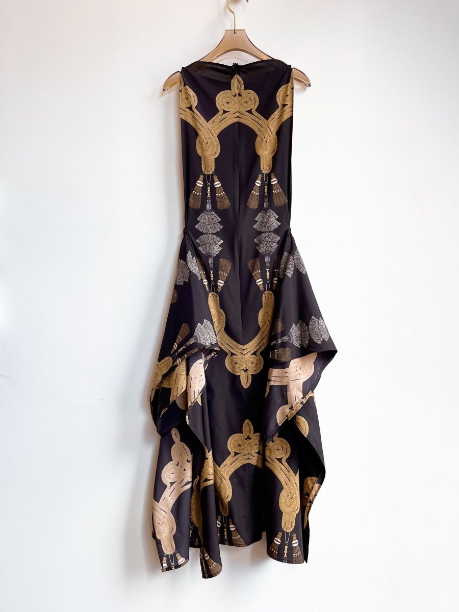 Zero-Waste Dress in Black Tassel Print - Image 9