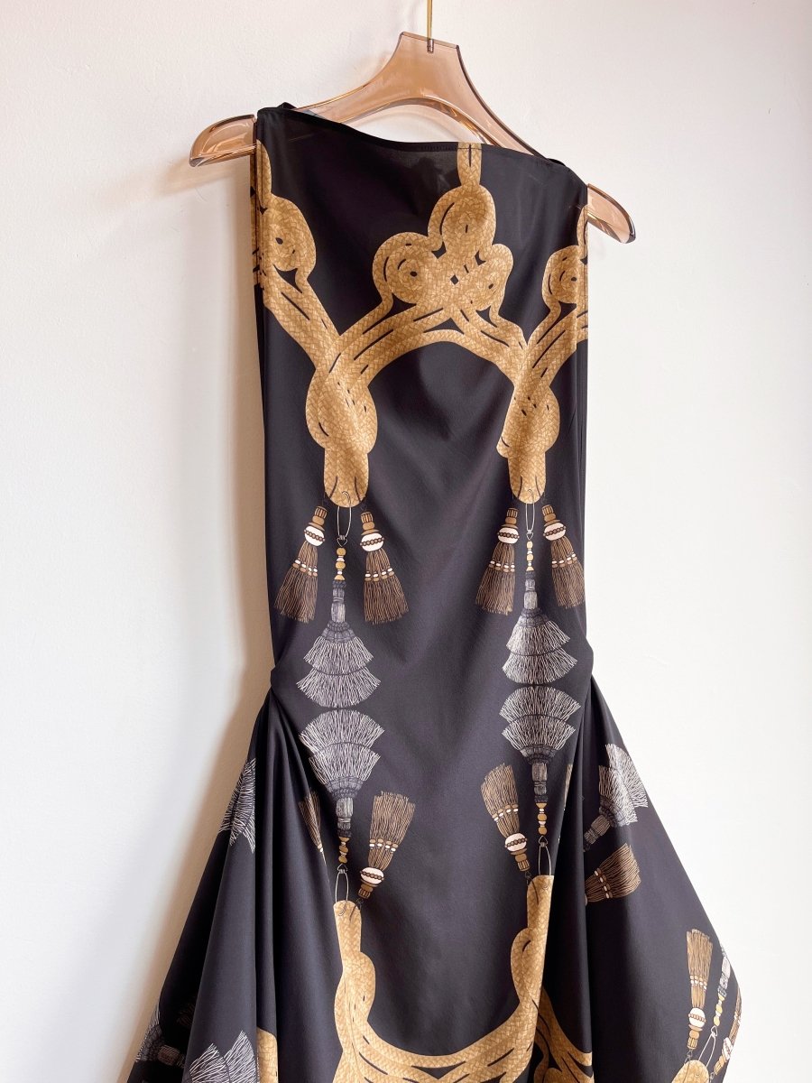 Zero-Waste Dress in Black Tassel Print - Image 6