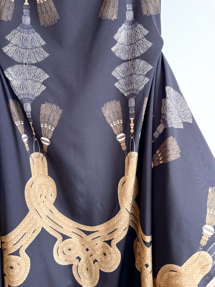 Zero-Waste Dress in Black Tassel Print - Image 8