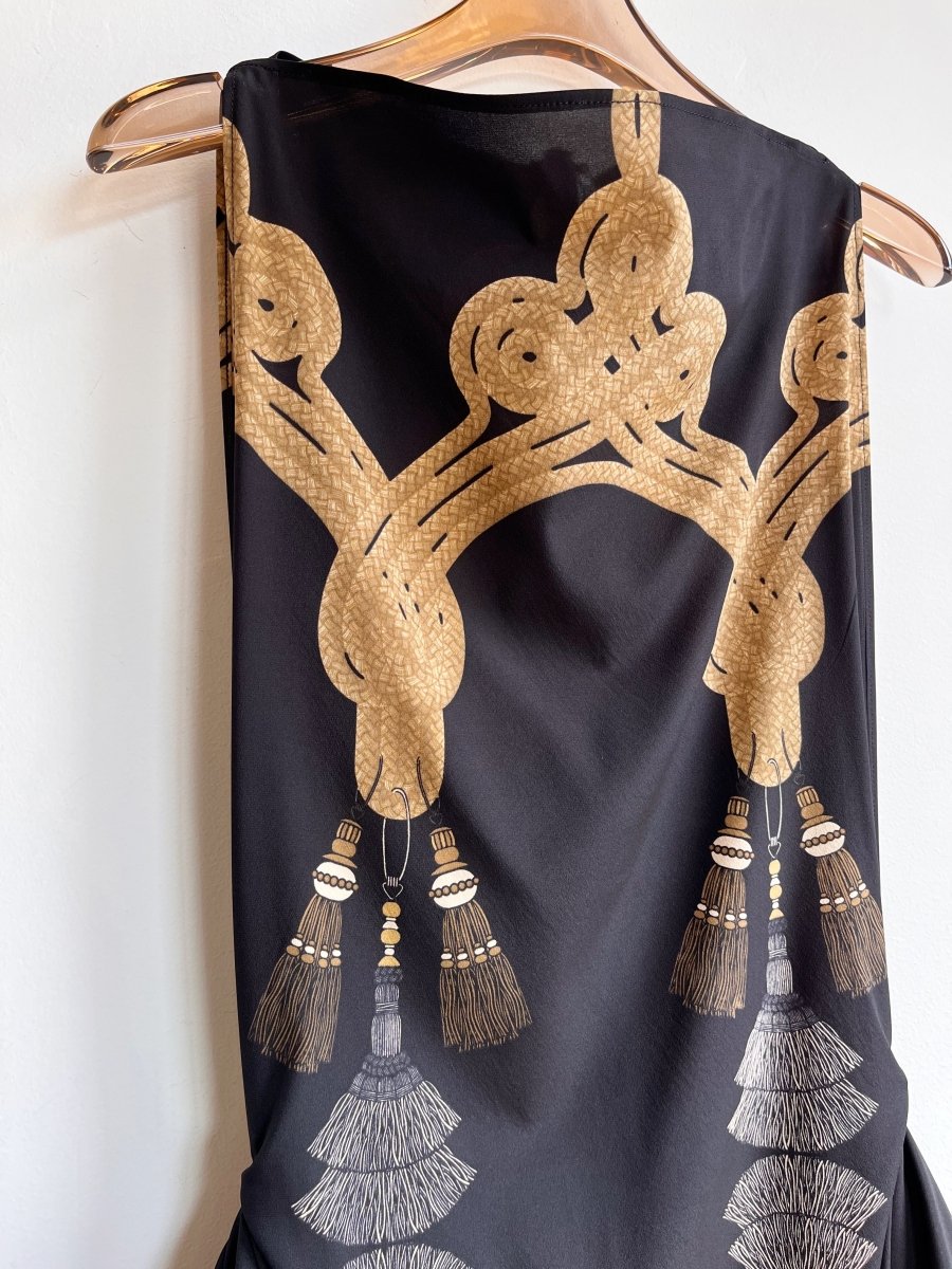 Zero-Waste Dress in Black Tassel Print - Image 7