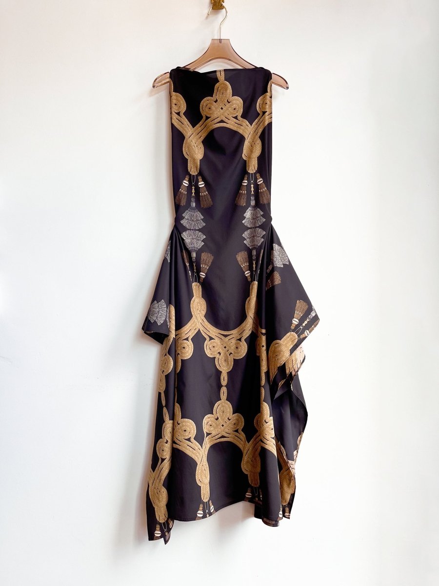 Zero-Waste Dress in Black Tassel Print - Image 5