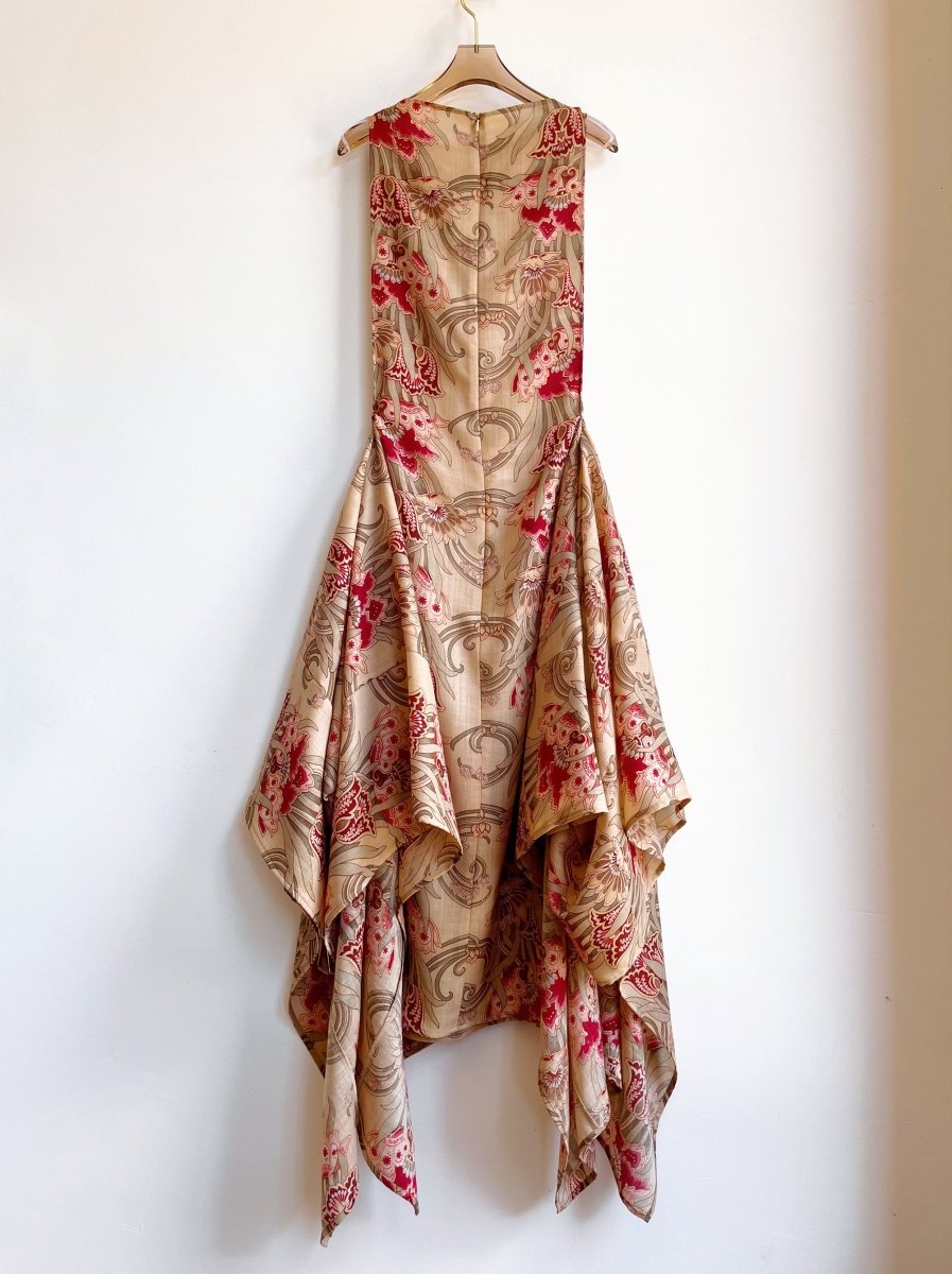 Zero-Waste Dress in Silk Art Nouveau Floral Print - Image 7