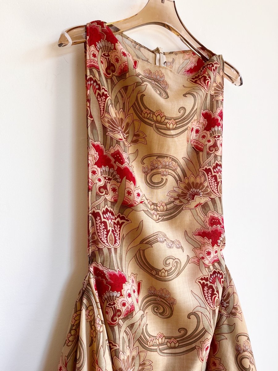 Zero-Waste Dress in Silk Art Nouveau Floral Print - Image 6