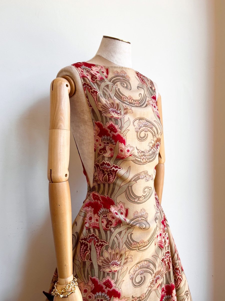Zero-Waste Dress in Silk Art Nouveau Floral Print - Image 2