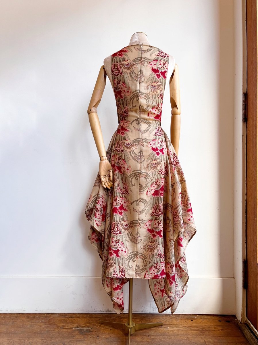 Zero-Waste Dress in Silk Art Nouveau Floral Print - Image 5