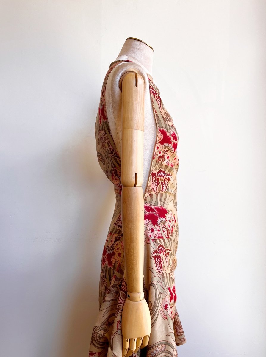 Zero-Waste Dress in Silk Art Nouveau Floral Print - Image 3