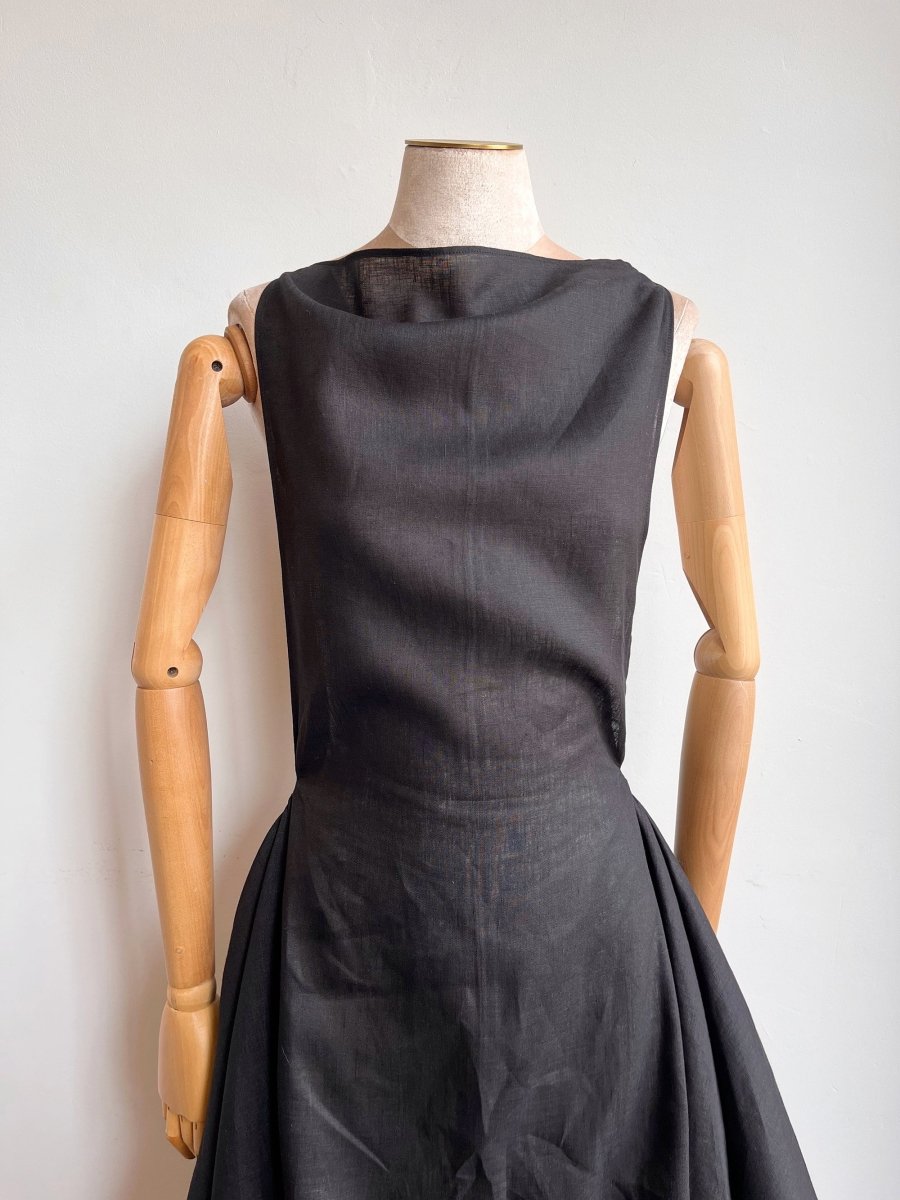 Zero-Waste Dress in Black Linen - Image 3